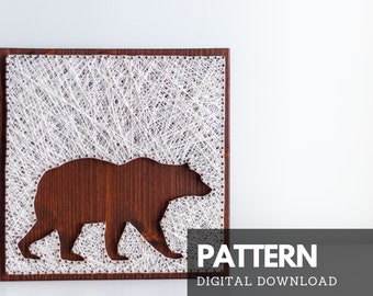 Bear silhouette string art pattern