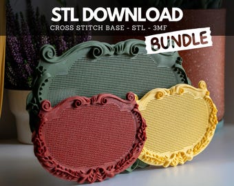 Cross Stitch Frame STL Bundle: Ornate Plaque Stitchable Embroidery Frames, 2 Sizes