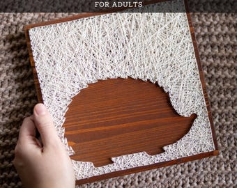 String Art Kit for Adults – Forest Hedgehog Silhouette DIY Craft Kit