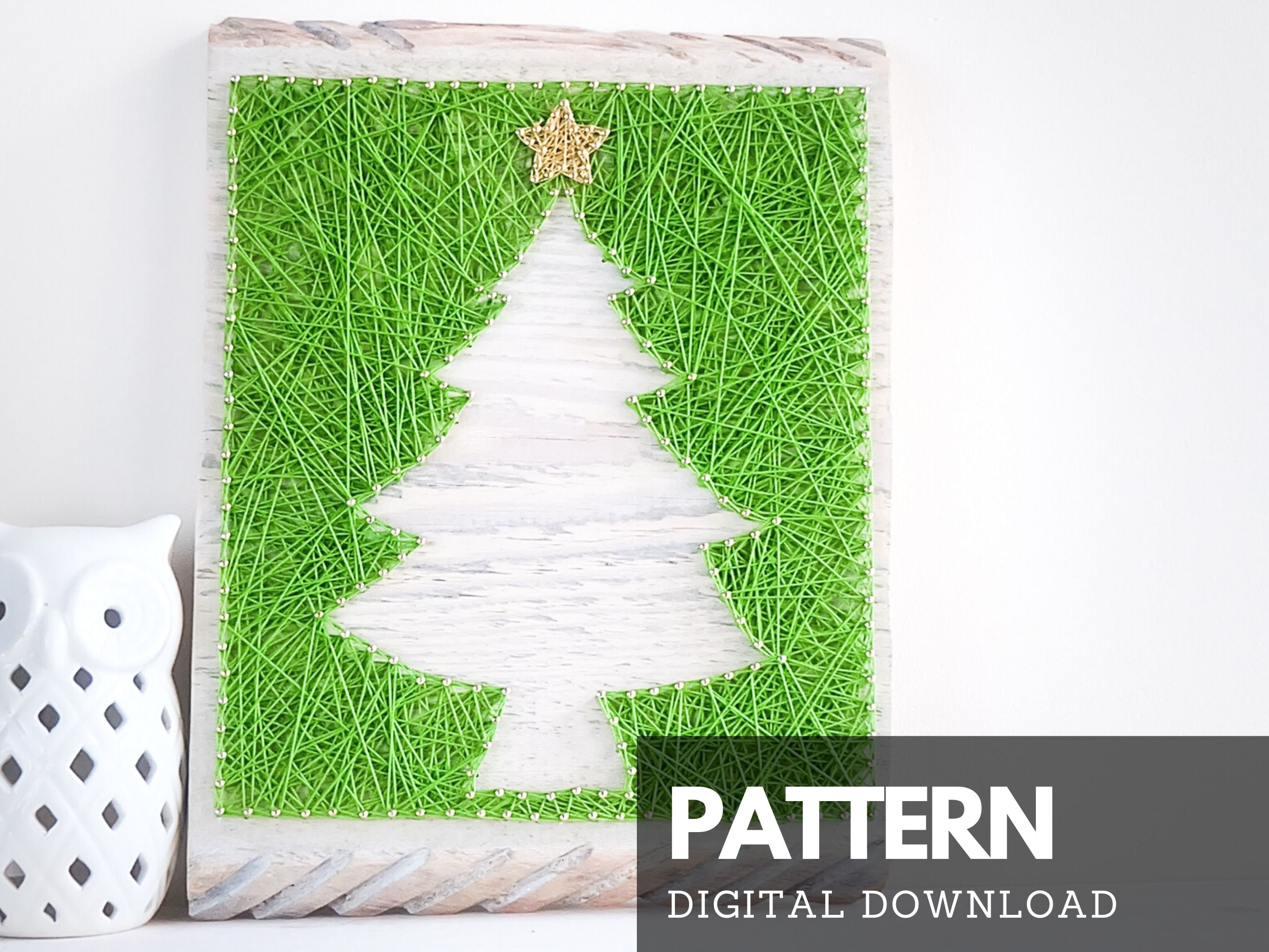 christmas tree string art pattern: beginner diy template (digital