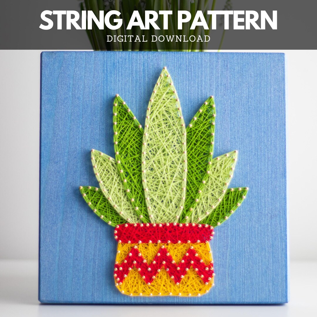 Green String Patterns String Art Pattern - Green Plant in a Pot Template - Etsy
