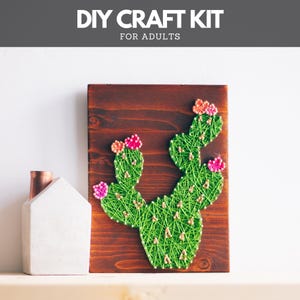 Kit de arte con hilo para adultos: Kit de manualidades de cactus verdes