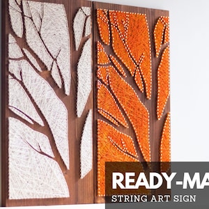 Tree wall art, string art wall hanging for living room, gift for birthday or special occasion, narrow wall art