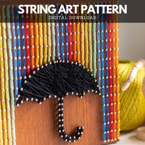 Vibrant String Art Pattern - Colorful Rainbow String Art Template for adults - Do It Yourself Wall Art
