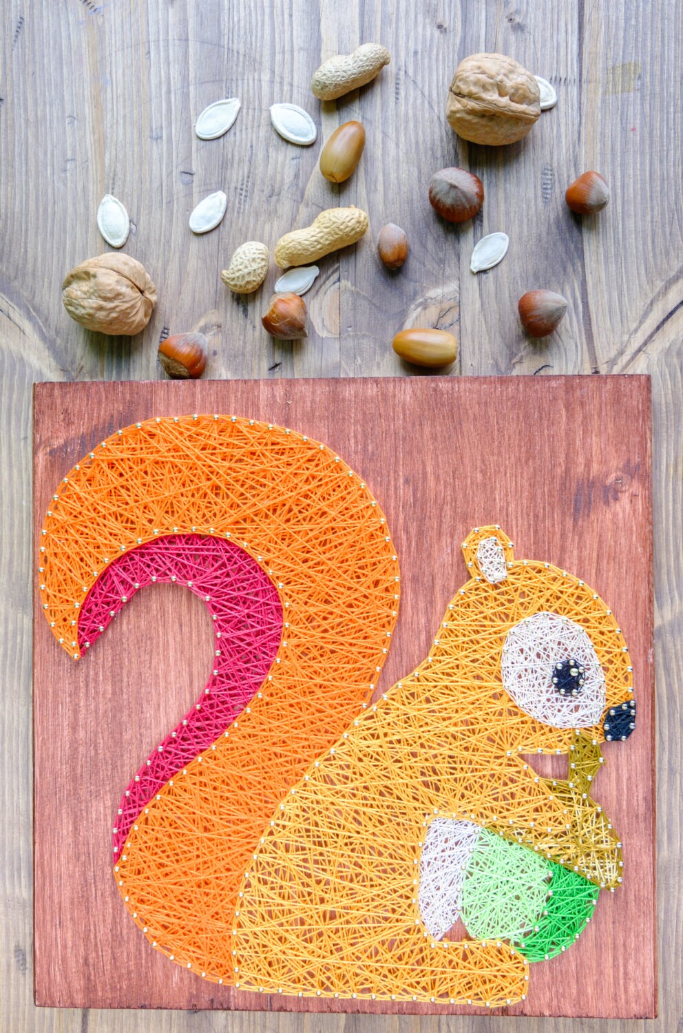 String art wall decor squirrel string art made on reclaimed | Etsy