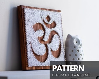 Om symbol string art pattern printable - Om silhouette string art pattern with instructions and tips wall art DIY template to print at home