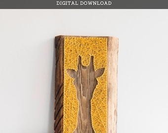 Patrón de arte con cuerdas: plantilla de silueta de jirafa