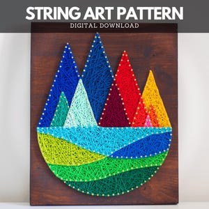 Mountain String Art Pattern – Easy DIY Printable Template for a Relaxing Nail and Thread Project