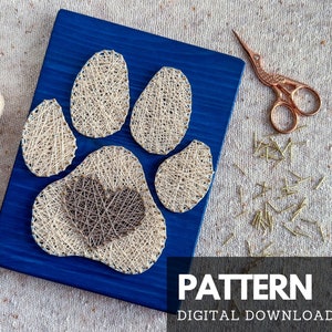 Dog Paw String Art Pattern Printable - Easy Paw With Heart DIY String ...