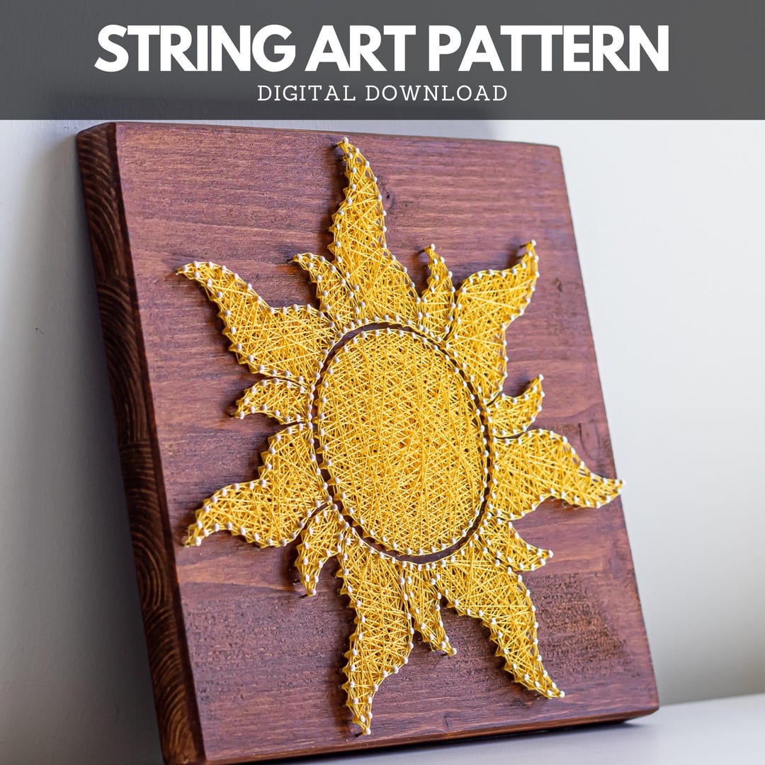 Sun String Art Pattern: Celestial DIY Template & Tutorial (PDF Download ...