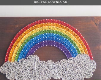 String Art Pattern - Classic Rainbow Template
