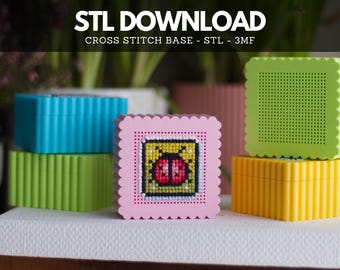 Cross Stitch Box STL File – 3D Print Mini Stitchable Keepsake Box Digital Download | Perforated Lid Trinket Box | Cross Stitch Gift