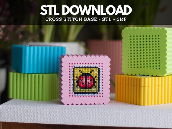 Cross Stitch Box STL File – 3D Print Mini Stitchable Keepsake Box Digital Download | Perforated Lid Trinket Box | Cross Stitch Gift