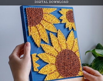 String Art Pattern - Large Sunflowers Template