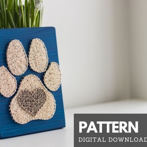 Dog Paw String Art Pattern Printable - Easy Paw With Heart DIY String ...