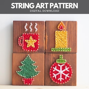 String Art Muster zum Ausdrucken - Weihnachten String Art Muster Set mit 5 Mustern und Anleitungen für Kinder und Erwachsene