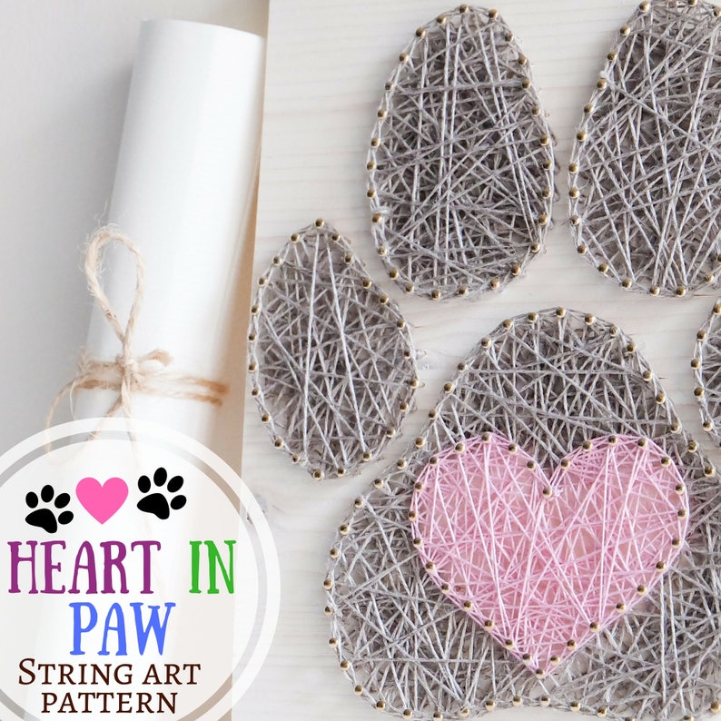 Dog Paw String Art Pattern Printable Dog Paw and Heart - Etsy Australia