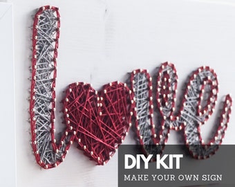 DIY string art craft kit for adults - Love sign String art DIY kit. Step by step DIY gift for friends and family for Holidays