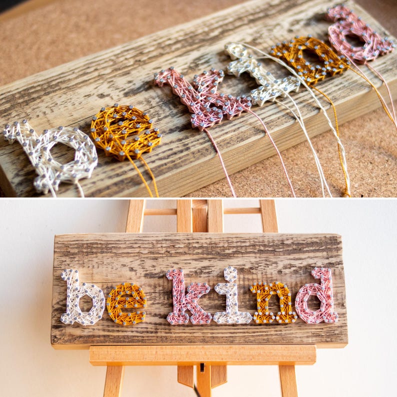 String Art Pattern - Be Kind Text Template - Etsy