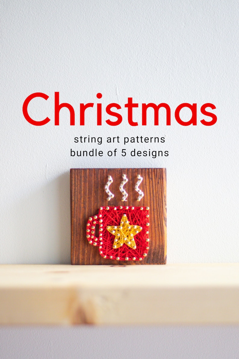 String Art Pattern Printable 5 Simple Christmas String Art Etsy