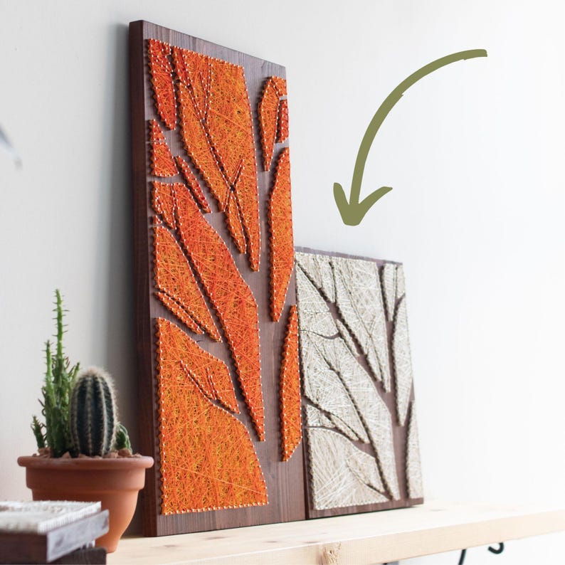 Modello di arte con stringhe - Modello di sagoma di albero immagine 4