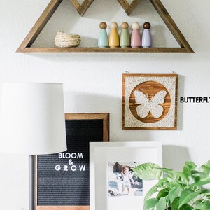 Stress relief craft kit for adults featuring butterfly string art wall decor displayed in a modern home interior.