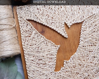 Tekenreekskunstpatroon – sjabloon kolibriesilhouet (afdrukbare pdf)