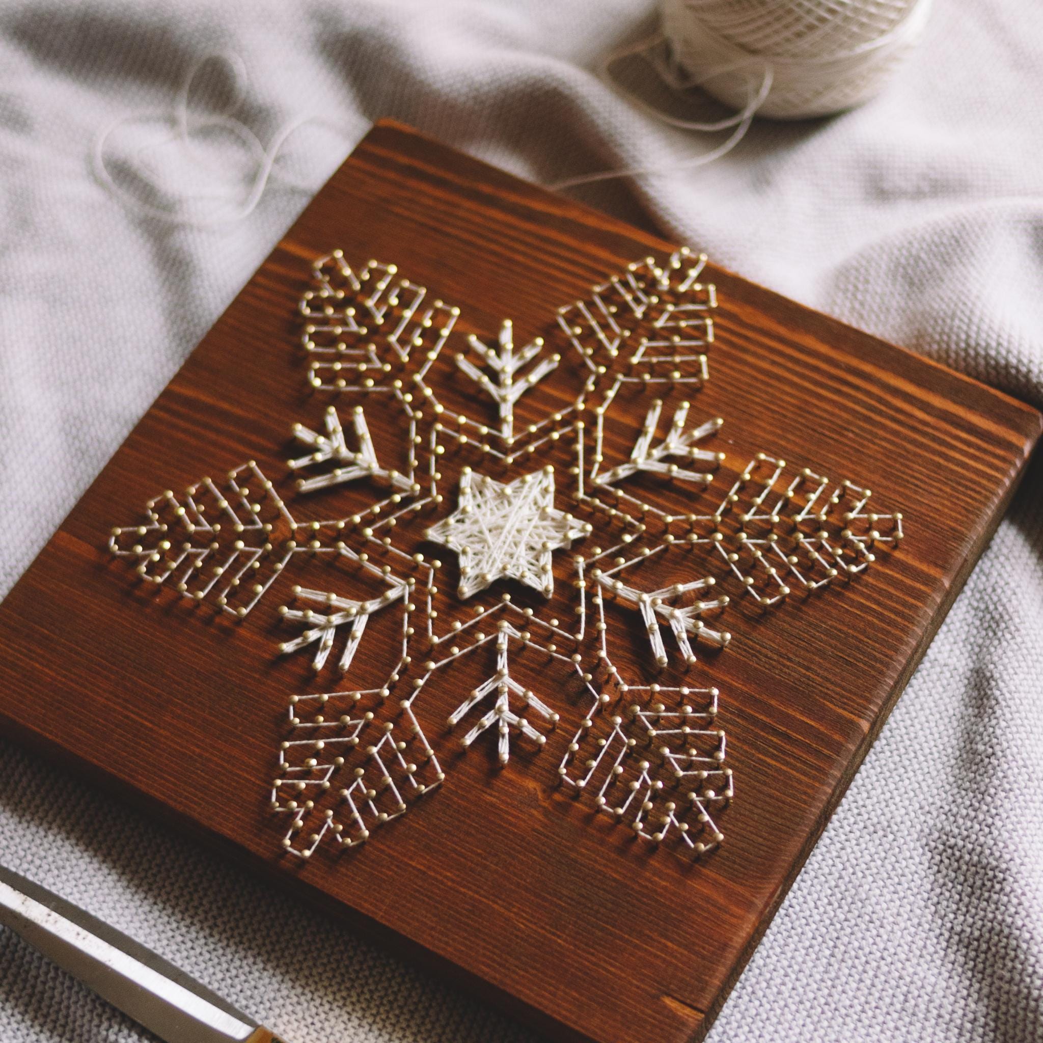 String Art Pattern Snowflake Outline Template Etsy