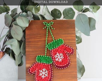 String Art Pattern - Winter Mittens Template