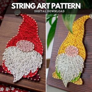 String Art Pattern - Christmas Gnome Template