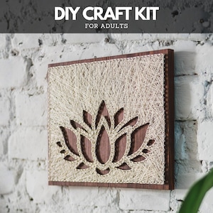 String Art Kit for Adults – Lotus Silhouette DIY Craft Kit