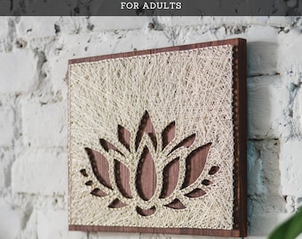 String Art Kit for Adults – Lotus Silhouette DIY Craft Kit