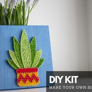 Aloe Vera plant lover string art do it yourself craft kit for adults