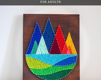 String Art Kit for Adults – Geometric Mountains DIY Craft Kit