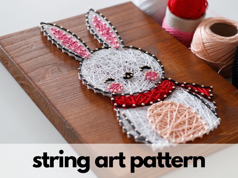 String Art Pattern Printable Bunny With Scarf String Art Etsy