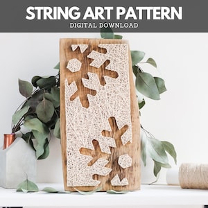 String Art Pattern - Rustic Snowflake Silhouette Template image 1