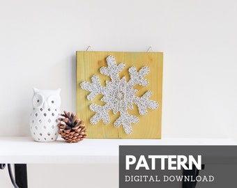 Christmas Snowflake string art pattern with instructions with step-by-step instructions for beginners