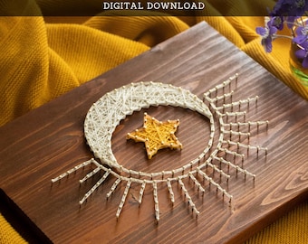 Modello String Art - Modello Sole, Luna e Stelle