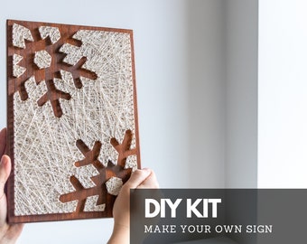 Snowflake string art do it yourself craft kit for adults and kids