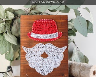 String Art Pattern - Christmas Santa Claus Template