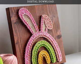 String Art-patroon - Pasen-regenboogsjabloon