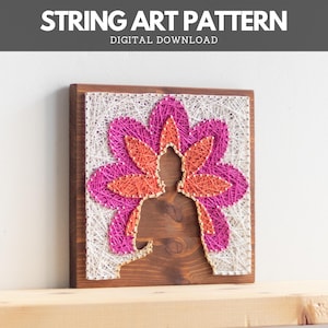String art pattern printable - Buddha and lotus DIY string art pattern with instructions, template for DIY string art projects