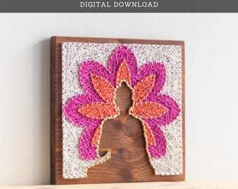 String Art Pattern - Buddha and Lotus Template