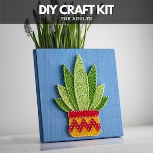 Kit de arte con hilo para adultos: Kit de manualidades con plantas verdes