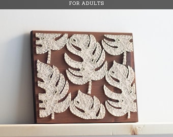 String Art Kit for Adults – Modern Monstera Leaves DIY Craft Kit