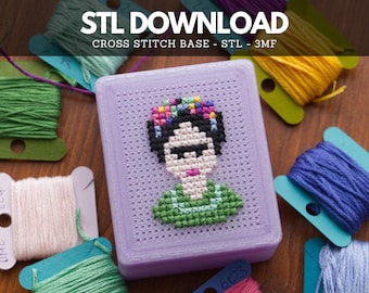 3D Cross Stitch Box STL: Stitchable Lid Keepsake Box, Printable Embroidery Blank