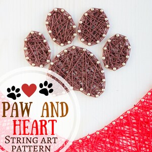 Dog Paw and Heart String Art Pattern Printable Dog Paw and Heart DIY ...