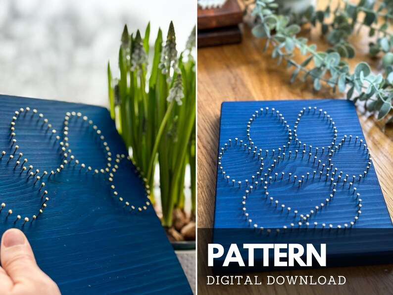 Dog Paw String Art Pattern Printable Easy Paw With Heart DIY - Etsy