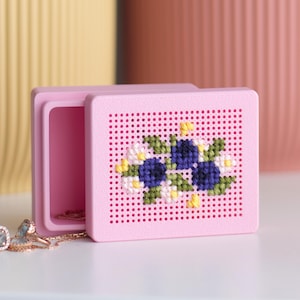 Blanko-Stickkasten 3er-Set – Kleine Kreuzstich Basis mit perforiertem Deckel