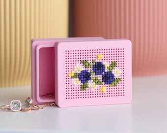 Embroidery Blank Box Set of 3 – Small Cross Stitch Base with Perforated Lid